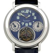 Thumbnail von Audemars Piguet Jules Audemars Tourbillon Platinum back winder blue dial very rare
