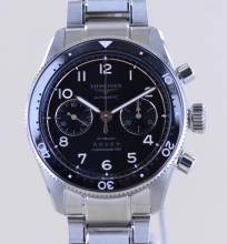 Longines Spirit Flyback Chronograph Automatic 42mm ステンレスバンド ブラックダイヤル B+P 新品