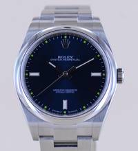 ロレックス オイスターパーペチュアル ブルーダイヤル リハウト ブルー 39mm 114300 B+P