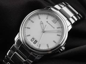 Thumbnail von Blancpain Léman Big Date Ref.2850-1127 Year 2004 Full Set Original Vintage Unpolished Léman Big Date