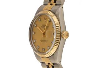 Thumbnail von Rolex Datejust Diamanten Ref.16013 1982 Box&Beschreibung sehr gut Vintage Datejust Diamanten open 6/9 Stahl 18kt Gelbgold Jubilé Armband