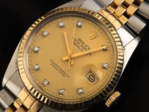 Thumbnail von Rolex Datejust Diamanten Ref.16013 1982 Box&Beschreibung sehr gut Vintage Datejust Diamanten open 6/9 Stahl 18kt Gelbgold Jubilé Armband