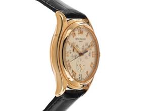 Thumbnail von Patek Philippe Annual Calendar Ref.5035J-013 Year 1998 Full Set original Vintage Unpolished Annual Calendar 18kt Rose Gold Crocodile Leather Folding Clasp