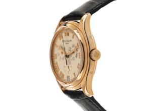 Thumbnail von Patek Philippe Annual Calendar Ref.5035J-013 Year 1998 Full Set original Vintage Unpolished Annual Calendar 18kt Rose Gold Crocodile Leather Folding Clasp
