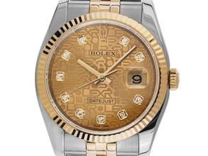 ロレックス Datejust ジュビリーダイヤル Ref.116233 2007 フルセット 非常に良い ヴィンテージ Datejust ジュビリーダイヤル ダイヤモンド ステンレススチール 18kt イエローゴールド ジュビリーブレスレット