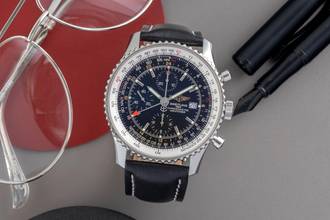 Thumbnail von Breitling Navitimer World GMT Chronograph stainless steel automatic Ref. A24322