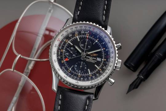 Breitling Navitimer World GMT Chronograph stainless steel automatic Ref. A24322