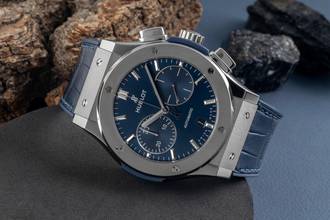 Thumbnail von Hublot Classic Fusion 45 Blue Chronograph Titanium Ref. 521.NX.7170.LR B&P 2021