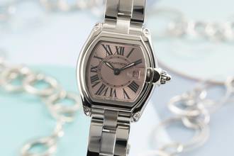 Cartier Roadster Pink Dial Stainless Steel Quartz Ladies' Watch Ref. W62017V3 2675